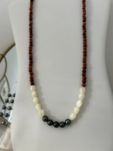 Load image into Gallery viewer, Tahitian Pearl with Mother of Pearl Pikake and Sandalwood Necklace