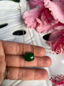 Green Jade on Dainty Rope Chain