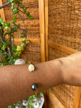 Load image into Gallery viewer, Tahitian Pearl with Pikake Cuff Bracelet