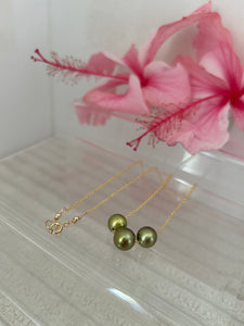 Triple Luxe Pistachio Tahitian Pearl Necklace