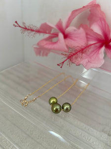 Triple Luxe Pistachio Tahitian Pearl Necklace