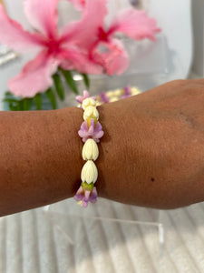 Crown Flower and Pikake Stretchy Bracelet