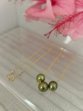 Load image into Gallery viewer, Triple Luxe Pistachio Tahitian Pearl Necklace