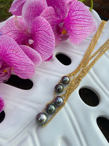 Tahitian pearl necklaces on double rope chain