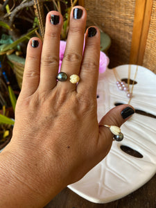 Tahitian Pearl Pikake cuff rings
