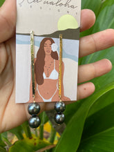 Load image into Gallery viewer, Double Tahitian pearl bar earrings