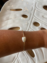 Load image into Gallery viewer, Mother of Pearl Pikake cuff bracelet