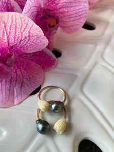 Tahitian Pearl Pikake cuff rings