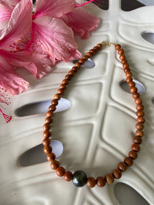 Tahitian Pearl with Sandalwood Necklace