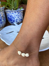 Load image into Gallery viewer, Three hand carved Ivory Pikake anklet