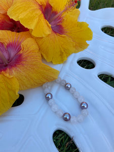 White jade with Edison pearl bracelet