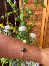 Load image into Gallery viewer, Tahitian Pearl with Pikake Cuff Bracelet