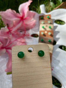 Green Jade Stud Earrings