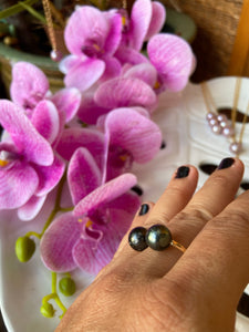 Tahitian pearl cuff ring