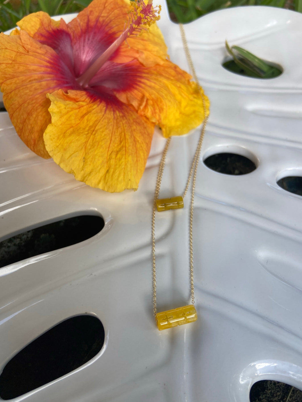 Yellow Barrel Jade necklace