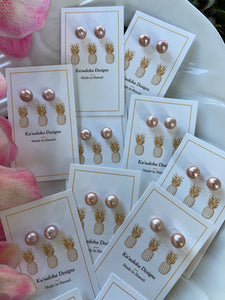 Pink Edison pearl stud earrings